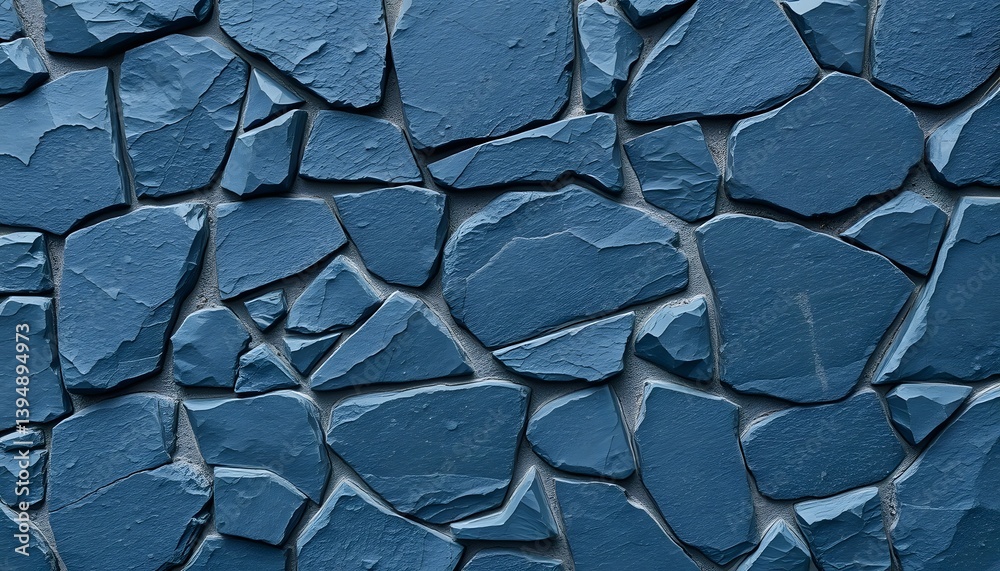 Poster Dark Slate Stone Texture. Modern Design Backdrop. Abstract Mosaic Of Blue And Gray Shades. Sophisticated Natural Stone Surface. Angular Edges Create Depth.
