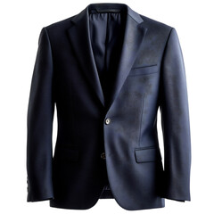 Classic Navy Blue Blazer with Tie Isolated on Transparent Background