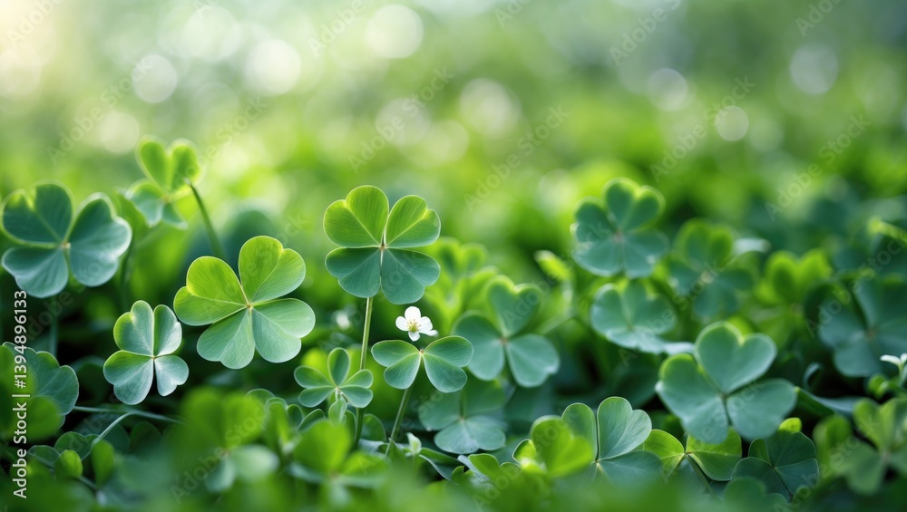 Poster green background featuring a clover leaf field