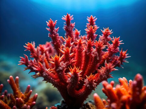 Atlantic Ocean Red Algae, Asparagopsis armata, Underwater Close-up, Spain, Harpoon Weed