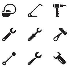 Fototapeta premium Tools icons set. Instruments signs collection. Tool simple icon. Vector Black silhouettes. with white background