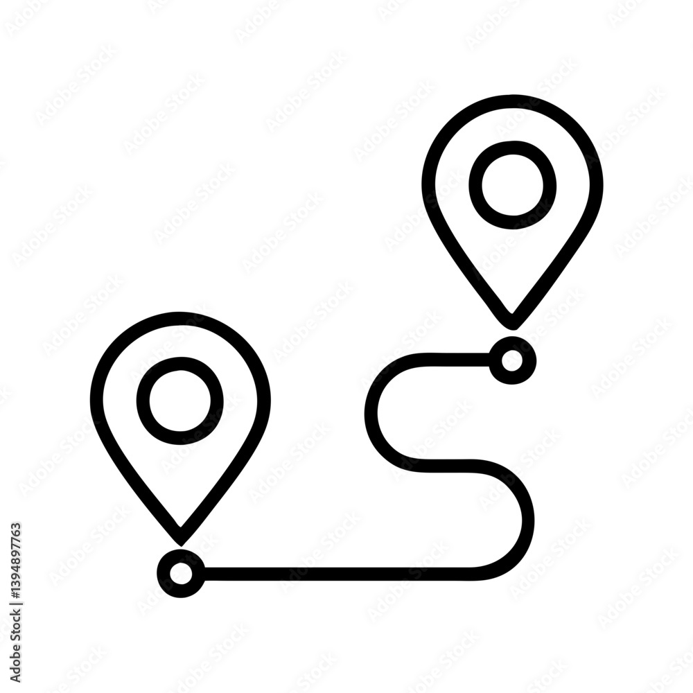 Poster route map direction with location pin pointer, travel destination and navigation line vector design