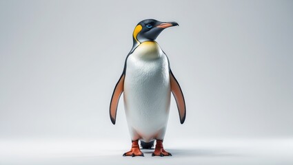 Fototapeta premium Emperor penguin set against a white backdrop