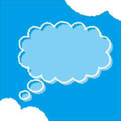 ちぎり絵のようにジワジワ滲んだラフなアウトラインの白い雲のようなフキダシ・フレームシリーズ。セリフや名札（ネーム）やワッペンに。ベクター素材