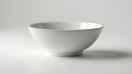 Empty white bowl set against a white backdrop