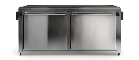 Obraz premium Stainless Steel Cabinet with Roller Shutter Doors Industrial Kitchen Furniture