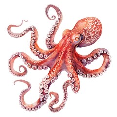 Fototapeta premium Vibrant octopus marine life illustration