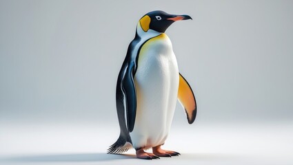 Fototapeta premium Isolated emperor penguin on a white surface