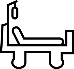 Hospital bed icon – inpatient care, rest recovery unit, emergency room symbol for healthcare facility with transparent background