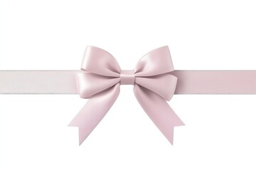 Pale Pink Ribbon Bow on White Background