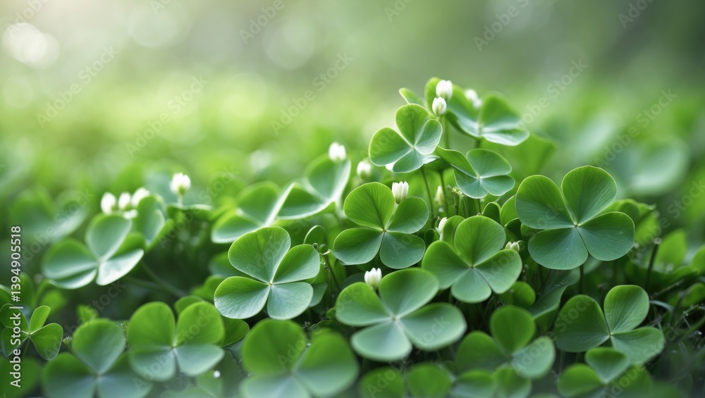 Poster background of a green clover leaf field
