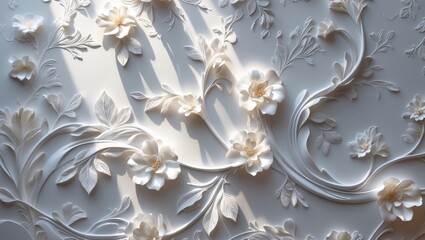 White paper with embossed floral motifs