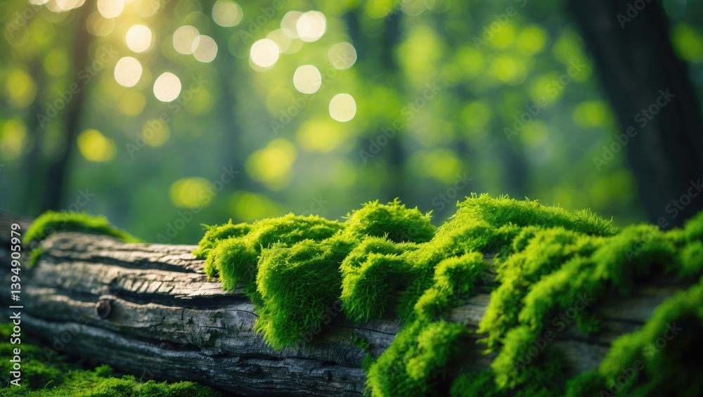 Poster Log with mossy green texture for product display setups