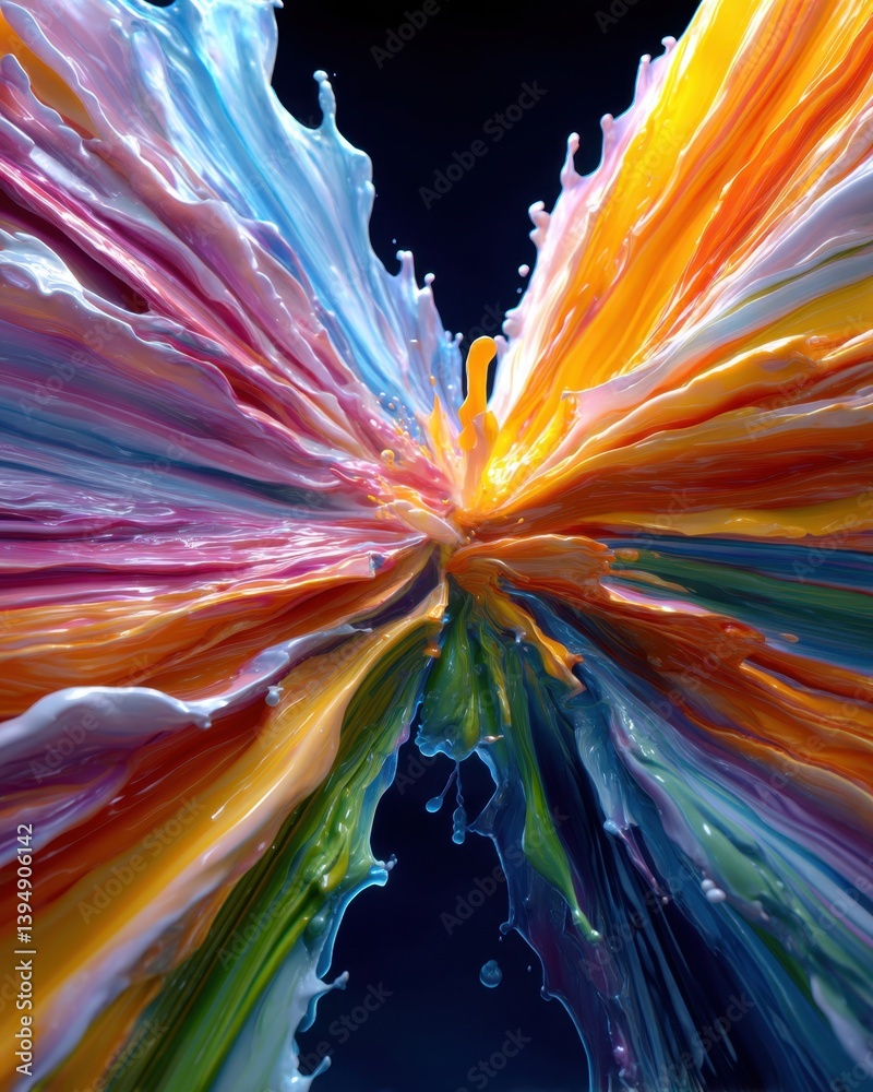 Aufkleber vibrant explosion of colorful paint creating a mesmerizing abstract design with dynamic movement and