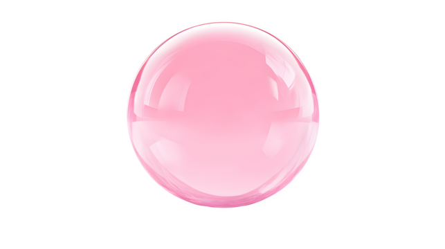 Glossy pink bubble with soft reflections, semi-transparent,