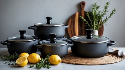 Cookware collection featuring pots and pans