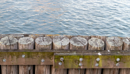 wooden fence at the pier San Francisco Fisherman Wharf California