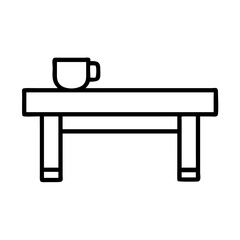 Outline drawing of coffee cup on table simple design for cafe interior design and furniture illustration