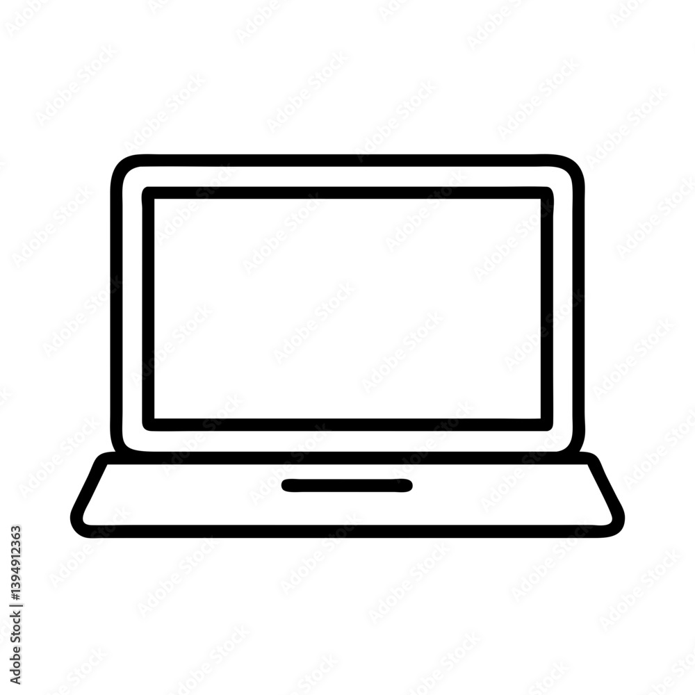 Poster laptop computer vector graphic icon for technology and digital device design and creative projects u