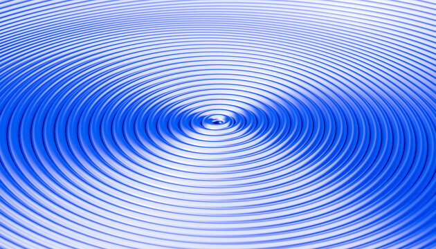 Concentric blue ripples creating a mesmerizing pattern on a white background. 3D rendering