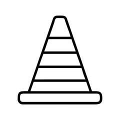 Traffic cone vector icon illustration of safety cone construction cone road cone in outline style for design