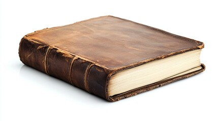 Obraz premium Antique leather-bound book isolated on white.