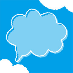 ちぎり絵のようにジワジワ滲んだラフなアウトラインの白い雲のようなフキダシ・フレームシリーズ。セリフや名札（ネーム）やワッペンに。ベクター素材