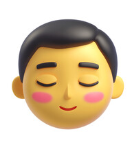 Fototapeta premium 3D clay emoji face with closed eyes and a peaceful expression, suitable for various digital communications