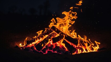 Amidst the silence of night, the fire snaps and roars, shining hope in the emptiness