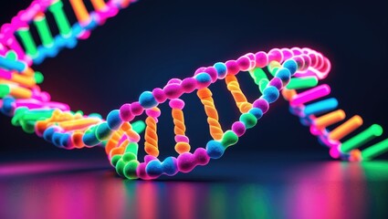 Colorful DNA helix model displayed on a background