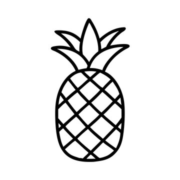 Outline drawing of a pineapple fruit tropical food vector illustration simple black and white clip art