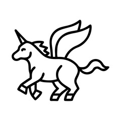 Unicorn pegasus line art drawing vector illustration clip art design for kids and adults coloring book page