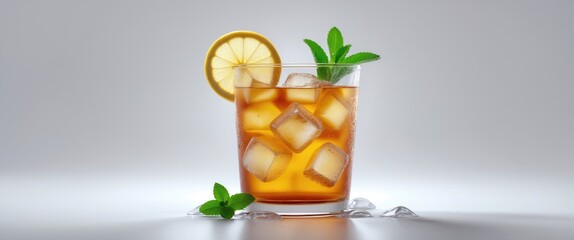 Isolated lemon iced tea on white