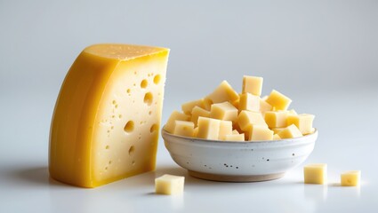 Isolated White Background Featuring Cooking and Eating with Hard Cheese