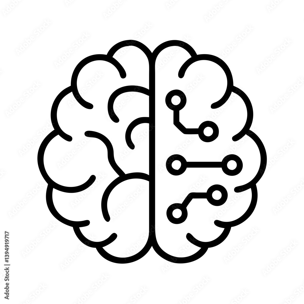 Poster artificial intelligence brain vector concept for machine learning and neural network design icon art