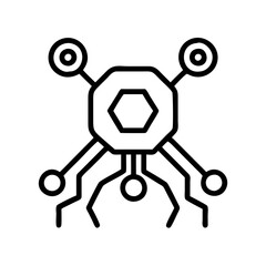 Vector graphic of a futuristic ai circuit board for technology and innovation design concept with hexagon core