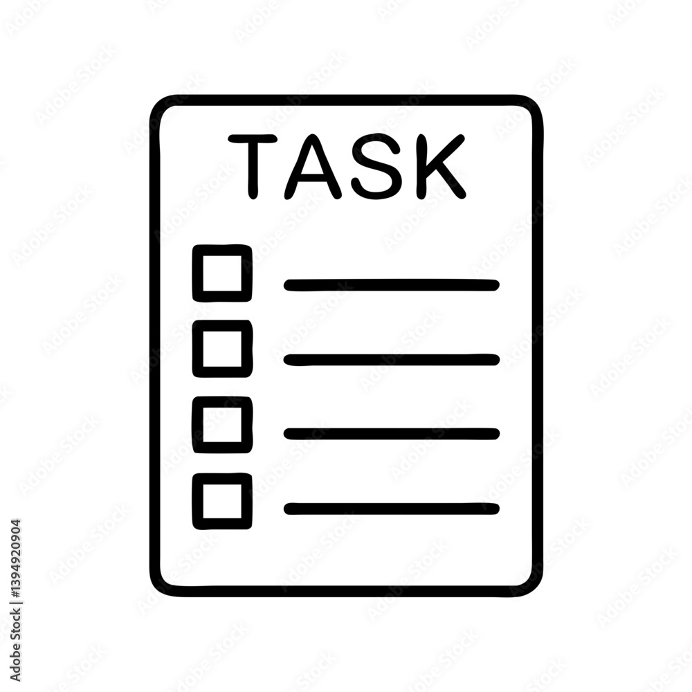 Poster task list vector icon for project management and personal organizer reminder with check boxes and li
