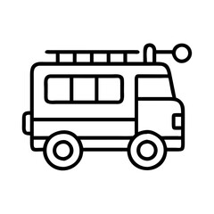Fire engine truck outline vector drawing for kids coloring page and educational resources icon illustration
