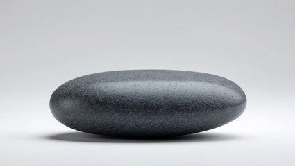 Top view of a stone on white background, Grey pebble with surface texture, Isolated rock from beach for cosmetic and Zen advertising