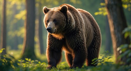 Obraz premium European brown bear during summer in the woods