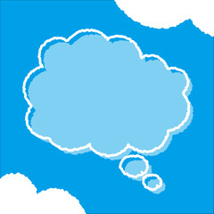 ちぎり絵のようにジワジワ滲んだラフなアウトラインの白い雲のようなフキダシ・フレームシリーズ。セリフや名札（ネーム）やワッペンに。ベクター素材