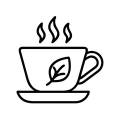 Outline herbal tea cup vector design element for tea time logo and cafe menu design and decoration use
