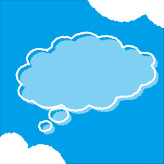 ちぎり絵のようにジワジワ滲んだラフなアウトラインの白い雲のようなフキダシ・フレームシリーズ。セリフや名札（ネーム）やワッペンに。ベクター素材