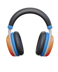 Colorful 3D rendered headphones designed in a modern clay style with a glossy finish and transparent background