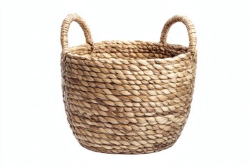 Obraz premium Woven Basket in Natural Fiber with Handles and Rustic Minimalist Style