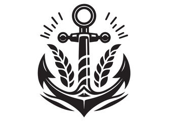 silhouette of a anchor logo vector, silhouette anchor logo icon silhouette, sea anchor silhouette logo, anchor black silhouette vector logo on a white background