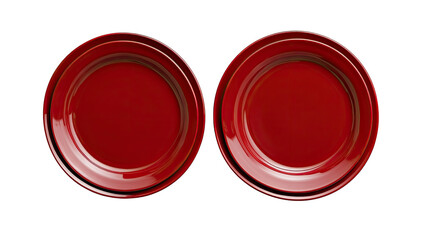 Two burgundy dinner plates