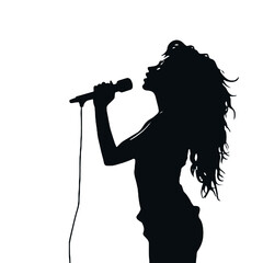 vector silhouette of a singer