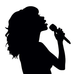 vector silhouette of a singer