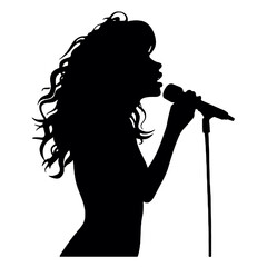 vector silhouette of a singer